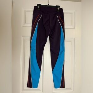 Purple, blue w/orange stitch activewear leggings